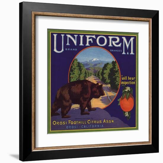 Uniform Brand - Orosi, California - Citrus Crate Label-Lantern Press-Framed Art Print