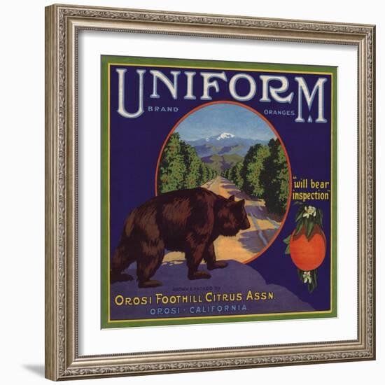 Uniform Brand - Orosi, California - Citrus Crate Label-Lantern Press-Framed Art Print