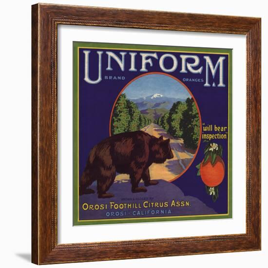 Uniform Brand - Orosi, California - Citrus Crate Label-Lantern Press-Framed Art Print