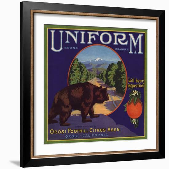 Uniform Brand - Orosi, California - Citrus Crate Label-Lantern Press-Framed Art Print