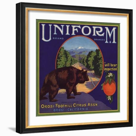 Uniform Brand - Orosi, California - Citrus Crate Label-Lantern Press-Framed Art Print