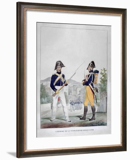 Uniform of the Royal Foot Gendarmes, France, 1823-Charles Etienne Pierre Motte-Framed Giclee Print