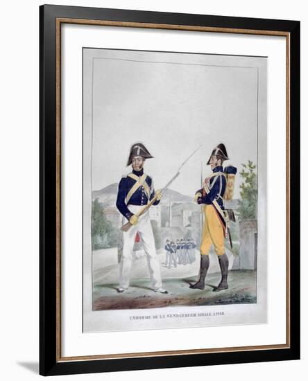 Uniform of the Royal Foot Gendarmes, France, 1823-Charles Etienne Pierre Motte-Framed Giclee Print