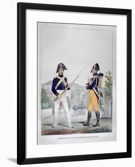 Uniform of the Royal Foot Gendarmes, France, 1823-Charles Etienne Pierre Motte-Framed Giclee Print