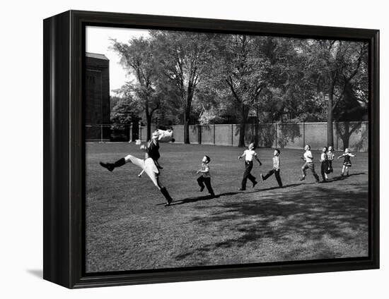 Uniformed Drum Major For University of Michigan Marching Band Practicing His High Kicking Prance-Alfred Eisenstaedt-Framed Premier Image Canvas