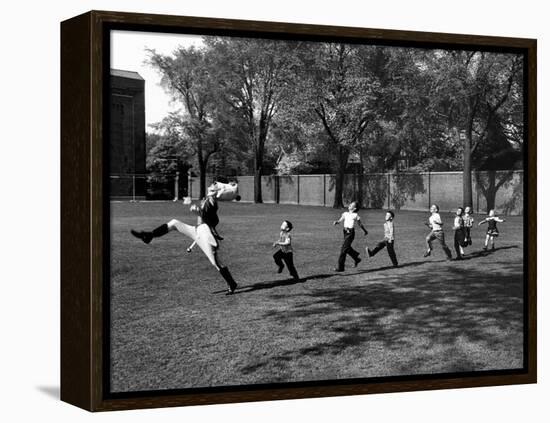 Uniformed Drum Major For University of Michigan Marching Band Practicing His High Kicking Prance-Alfred Eisenstaedt-Framed Premier Image Canvas