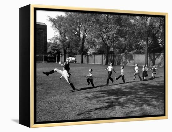 Uniformed Drum Major For University of Michigan Marching Band Practicing His High Kicking Prance-Alfred Eisenstaedt-Framed Premier Image Canvas