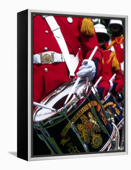 Uniformed Guardsman Playing Drum, Bermuda, Caribbean-Robin Hill-Framed Premier Image Canvas