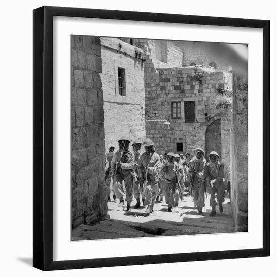 Uniformed Men of the Arab Legion Who are Fighting Jews for Control of Jerusalem-null-Framed Photographic Print