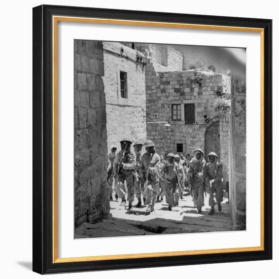 Uniformed Men of the Arab Legion Who are Fighting Jews for Control of Jerusalem-null-Framed Photographic Print