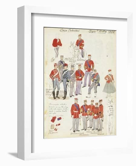 Uniforms of Army Volunteer Corp of Kingdom of Italy, Color Plate, 1866-null-Framed Giclee Print