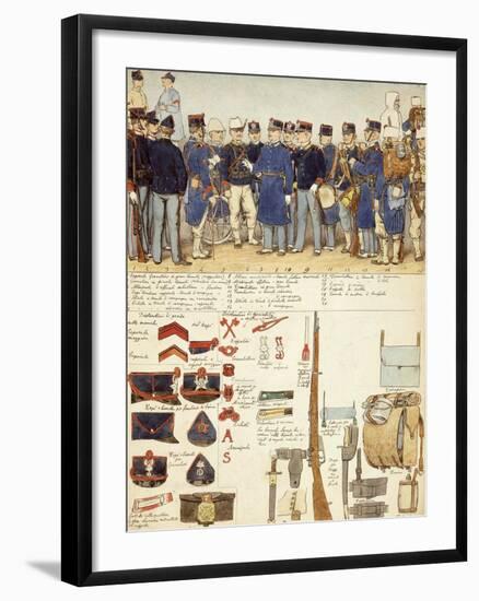 Uniforms of Grenadiers of Sardinia, Line Infantry, Troop of Kingdom of Italy-null-Framed Giclee Print