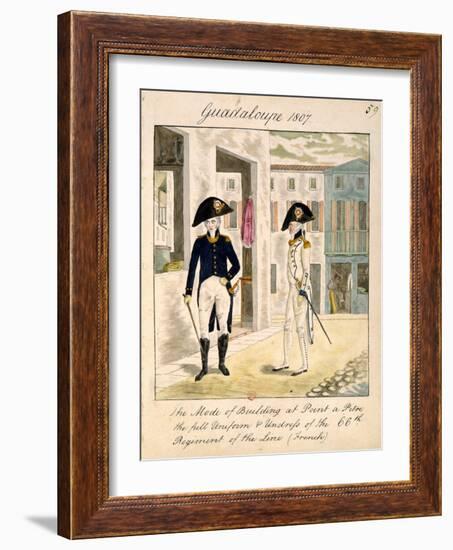 Uniforms of the 66Th Regiment of the Line in Pointe a Pitre, Guadeloupe in 1807 (W/C on Paper)-English School-Framed Giclee Print