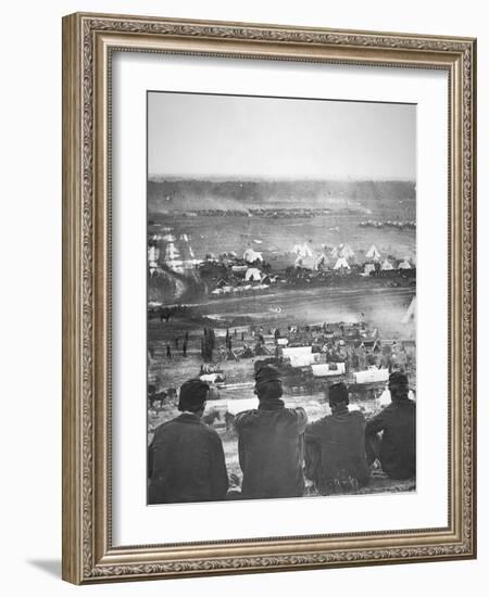 Union Army Supply Base at Cumberland Landing on the Pamunkey River, Virginia, May 1862-Mathew Brady-Framed Photographic Print