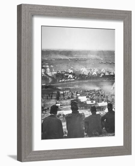 Union Army Supply Base at Cumberland Landing on the Pamunkey River, Virginia, May 1862-Mathew Brady-Framed Photographic Print