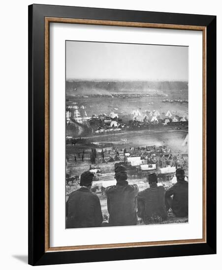 Union Army Supply Base at Cumberland Landing on the Pamunkey River, Virginia, May 1862-Mathew Brady-Framed Photographic Print