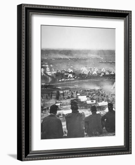 Union Army Supply Base at Cumberland Landing on the Pamunkey River, Virginia, May 1862-Mathew Brady-Framed Photographic Print