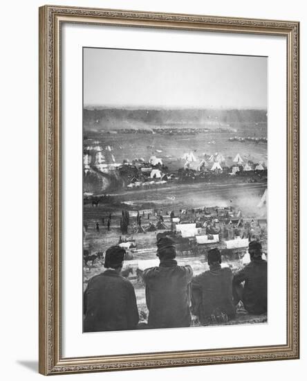 Union Army Supply Base at Cumberland Landing on the Pamunkey River, Virginia, May 1862-Mathew Brady-Framed Photographic Print