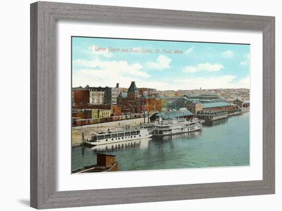 Union Depot and Docks, St. Paul, Minnesota-null-Framed Art Print