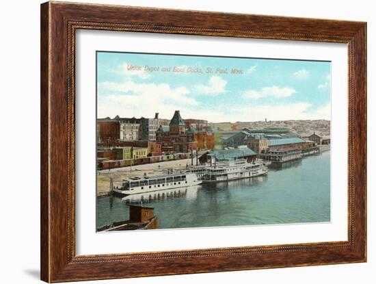 Union Depot and Docks, St. Paul, Minnesota-null-Framed Art Print