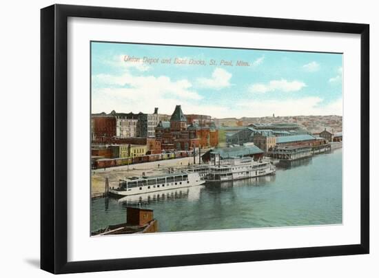 Union Depot and Docks, St. Paul, Minnesota-null-Framed Art Print