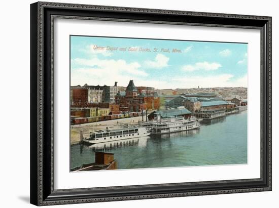 Union Depot and Docks, St. Paul, Minnesota-null-Framed Art Print