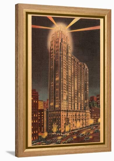 Union Guardian Trust Building at Night, Detroit, Michigan-null-Framed Stretched Canvas