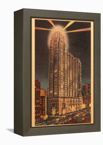 Union Guardian Trust Building at Night, Detroit, Michigan-null-Framed Stretched Canvas