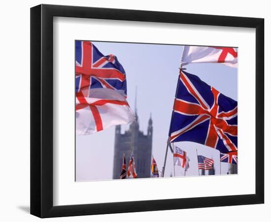 Union Jack and Other Flags, London, England-Walter Bibikow-Framed Photographic Print