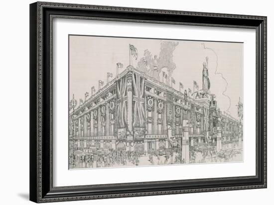 Union Jack Flags Flying from Selfridge's Department Store-English Photographer-Framed Giclee Print