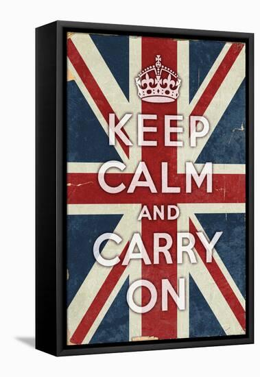 Union Jack - Keep Calm and Carry On-Lantern Press-Framed Stretched Canvas