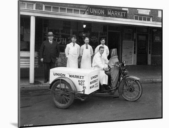 Union Market Delivery Motorcycle, 1927-Chapin Bowen-Mounted Giclee Print