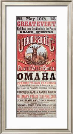 Union Pacific Railroad Poster Advertising First Transcontinental Railroad Across The Usa C 1869 Giclee Print Art Com
