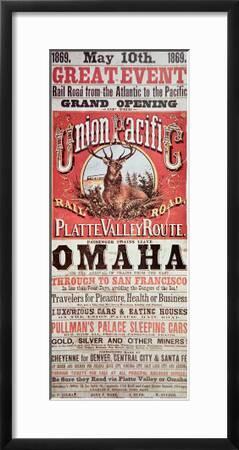 Union Pacific Railroad Poster Advertising First Transcontinental Railroad Across The Usa C 1869 Giclee Print Art Com