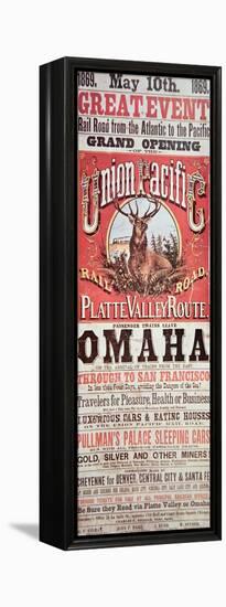 Union Pacific Railroad Poster Advertising First Transcontinental Railroad Across the USA, c.1869-null-Framed Premier Image Canvas