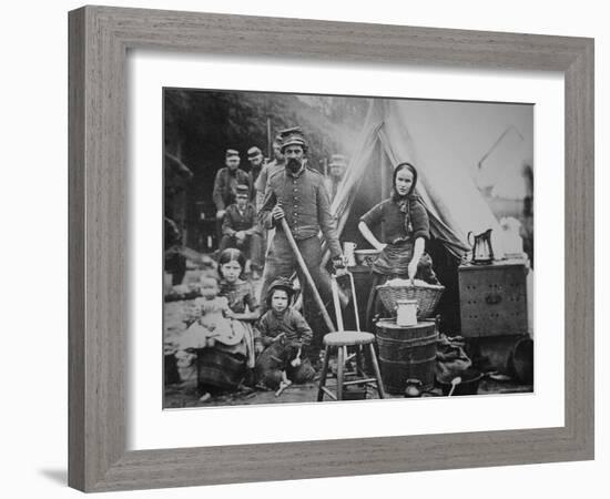 Union Soldier of 31st Pennsylvania Regiment with Family in Camp Slocum, Near Washington D.C., 1862-Mathew Brady-Framed Photographic Print