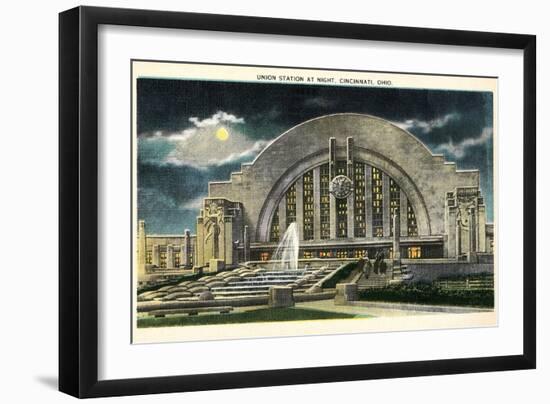 Union Station at Night, Cincinnati, Ohio-null-Framed Art Print