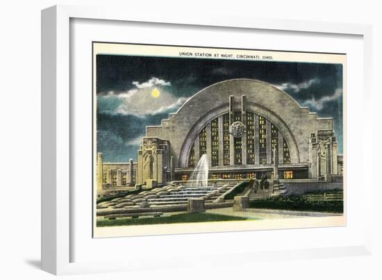 Union Station at Night, Cincinnati, Ohio-null-Framed Art Print