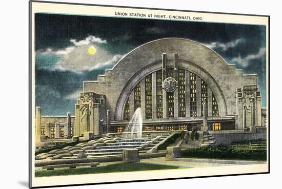 Union Station at Night, Cincinnati, Ohio-null-Mounted Art Print