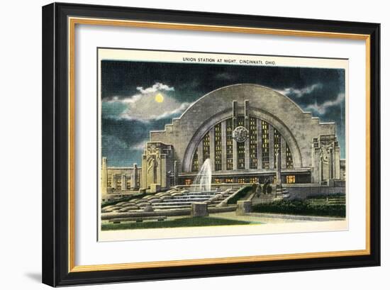 Union Station at Night, Cincinnati, Ohio-null-Framed Art Print