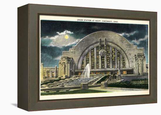 Union Station at Night, Cincinnati, Ohio-null-Framed Stretched Canvas