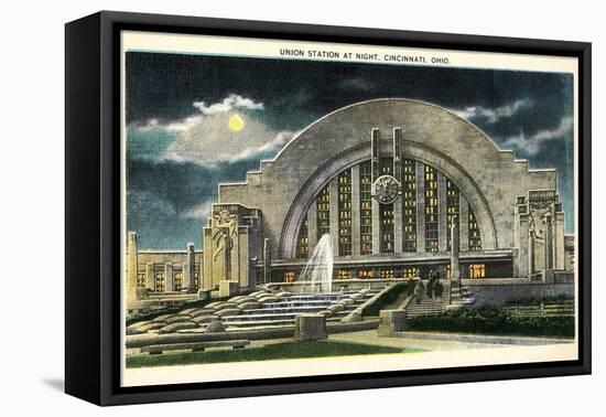 Union Station at Night, Cincinnati, Ohio-null-Framed Stretched Canvas