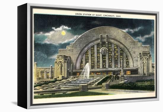 Union Station at Night, Cincinnati, Ohio-null-Framed Stretched Canvas