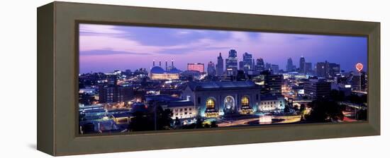 Union Station at Sunset with City Skyline in Background, Kansas City, Missouri, USA 2012-null-Framed Stretched Canvas
