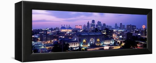 Union Station at Sunset with City Skyline in Background, Kansas City, Missouri, USA 2012-null-Framed Stretched Canvas