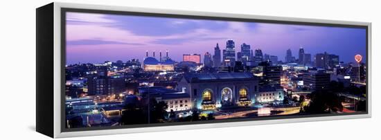 Union Station at Sunset with City Skyline in Background, Kansas City, Missouri, USA 2012-null-Framed Stretched Canvas