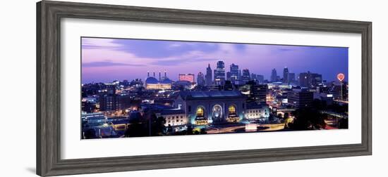 Union Station at Sunset with City Skyline in Background, Kansas City, Missouri, USA 2012--Framed Photographic Print