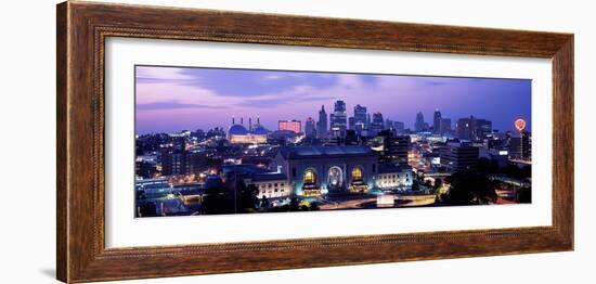 Union Station at Sunset with City Skyline in Background, Kansas City, Missouri, USA 2012-null-Framed Photographic Print