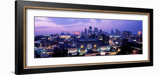 Union Station at Sunset with City Skyline in Background, Kansas City, Missouri, USA 2012--Framed Photographic Print