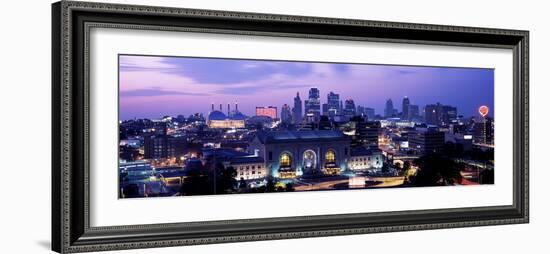 Union Station at Sunset with City Skyline in Background, Kansas City, Missouri, USA 2012--Framed Photographic Print